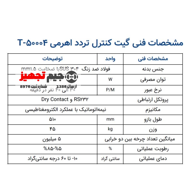 گیت کنترل تردد اهرمی T 50004 - Image 2
